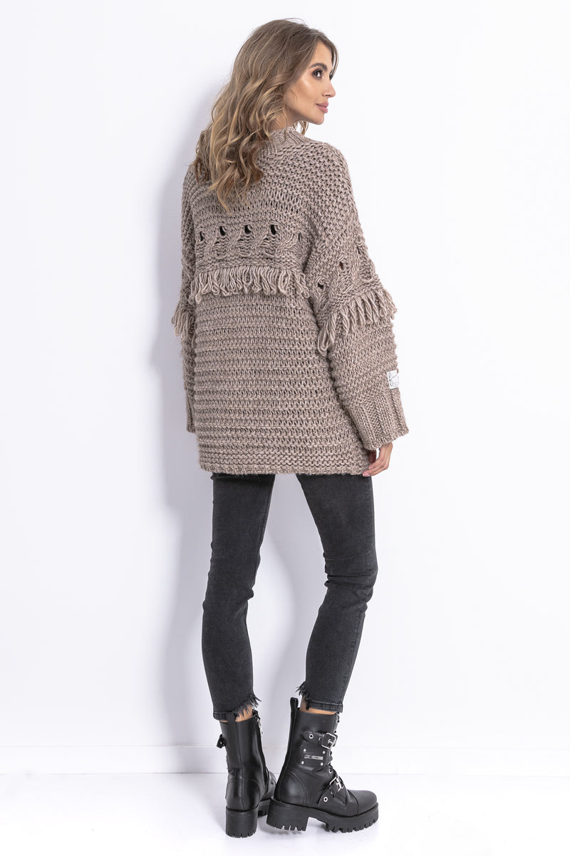 Fobya - Chunky knit genser m/frynser (MOCCA)