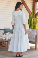 Jaase - White Poppy cotton Berry maxi dress