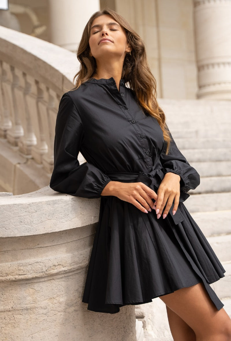 Fra Paris -Skater shirt dress (black)