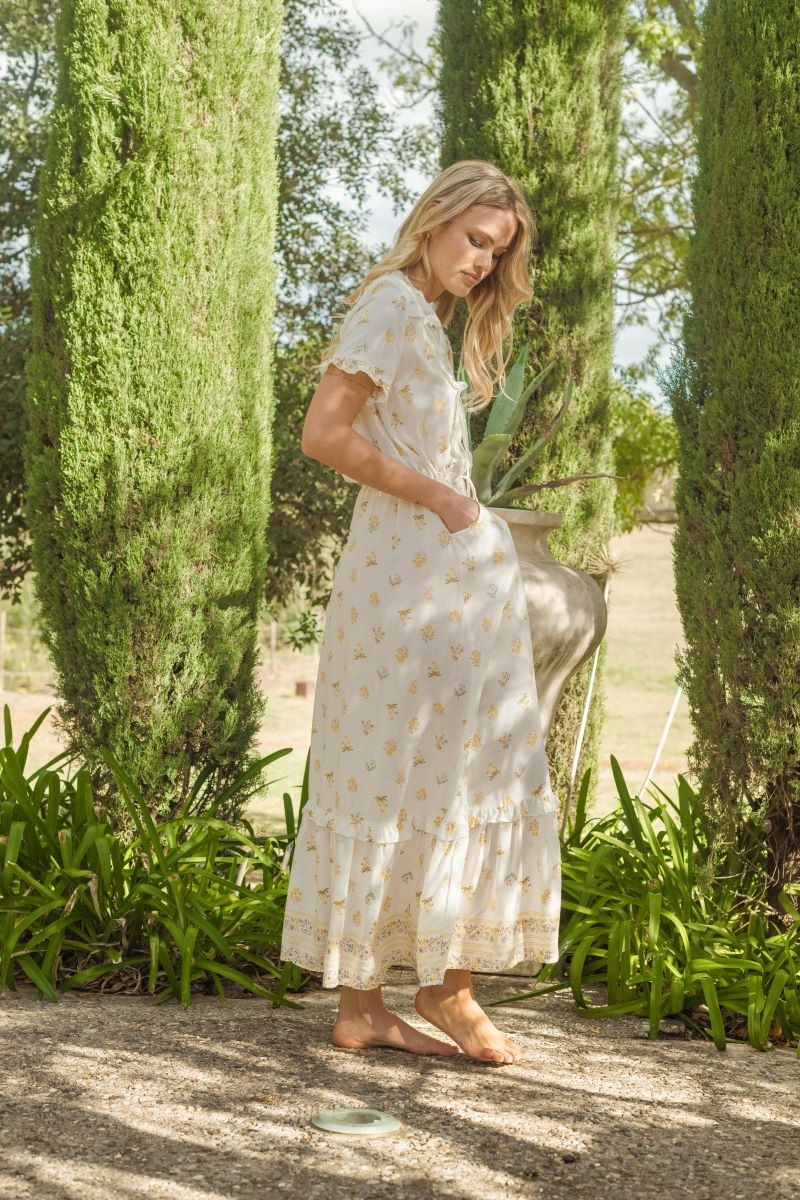 Jaase - Lemon Myrtle print remy maxi dress