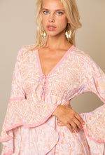 Fra Paris - Long bohemian dress with flared sleeves and V-neck