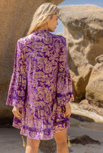 Fra Paris - Mid-length dress printed with gold effect, flared sleeves