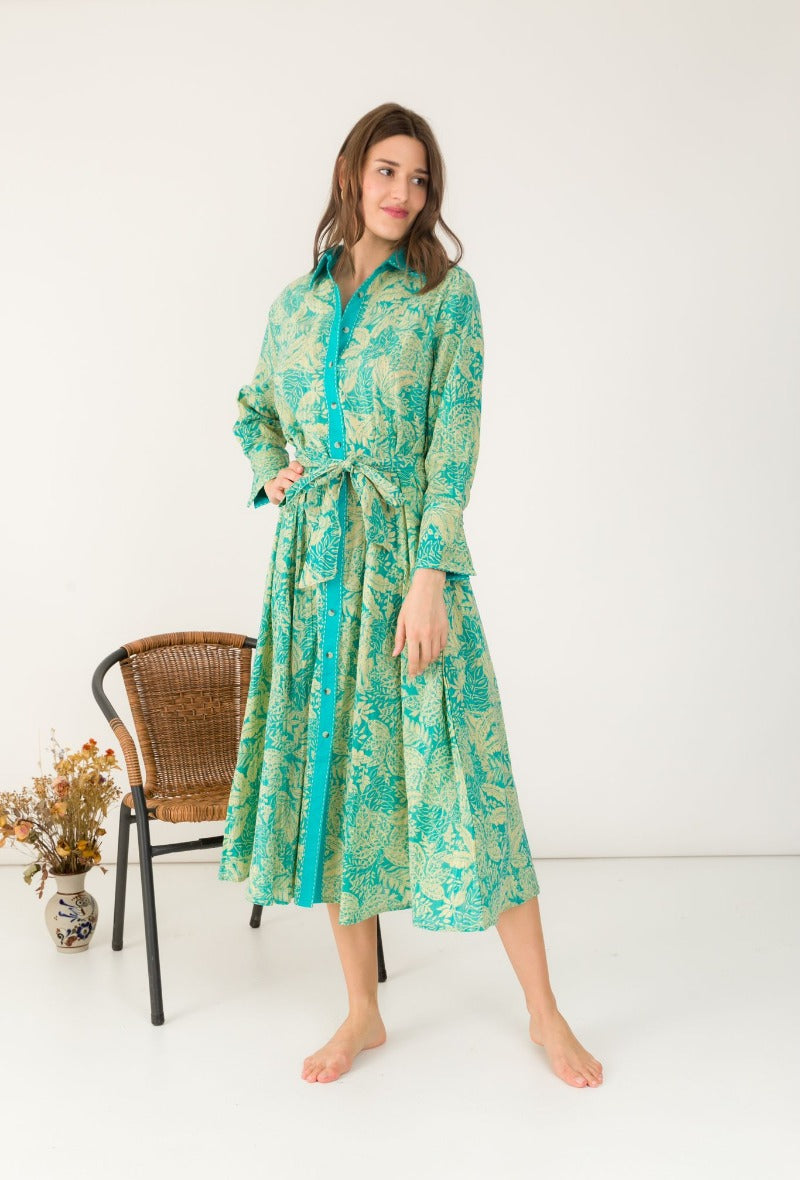Fra Paris - Bohemian belted dress (grønn)