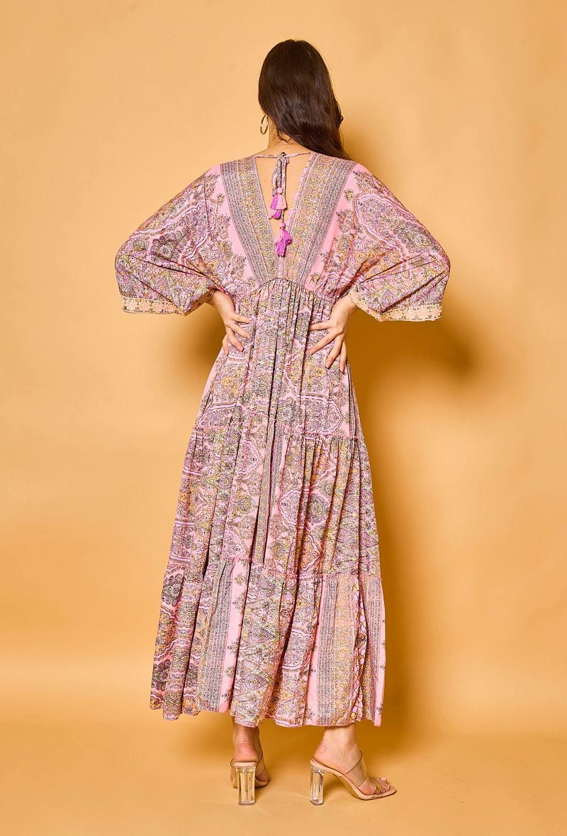 Fra Paris -Printed shirt dress (rosa mønstret)